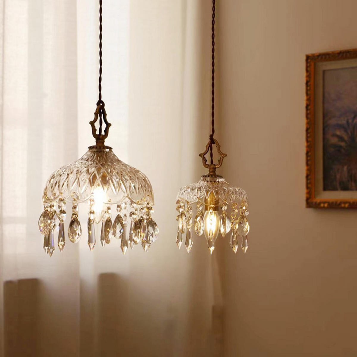 PENDELLEUCHTEN,MESSING + Glas, 220 V, 9 W, E27, 20 cm Durchmesser - Transparent, Glas (20/20/27cm) - Weltevree