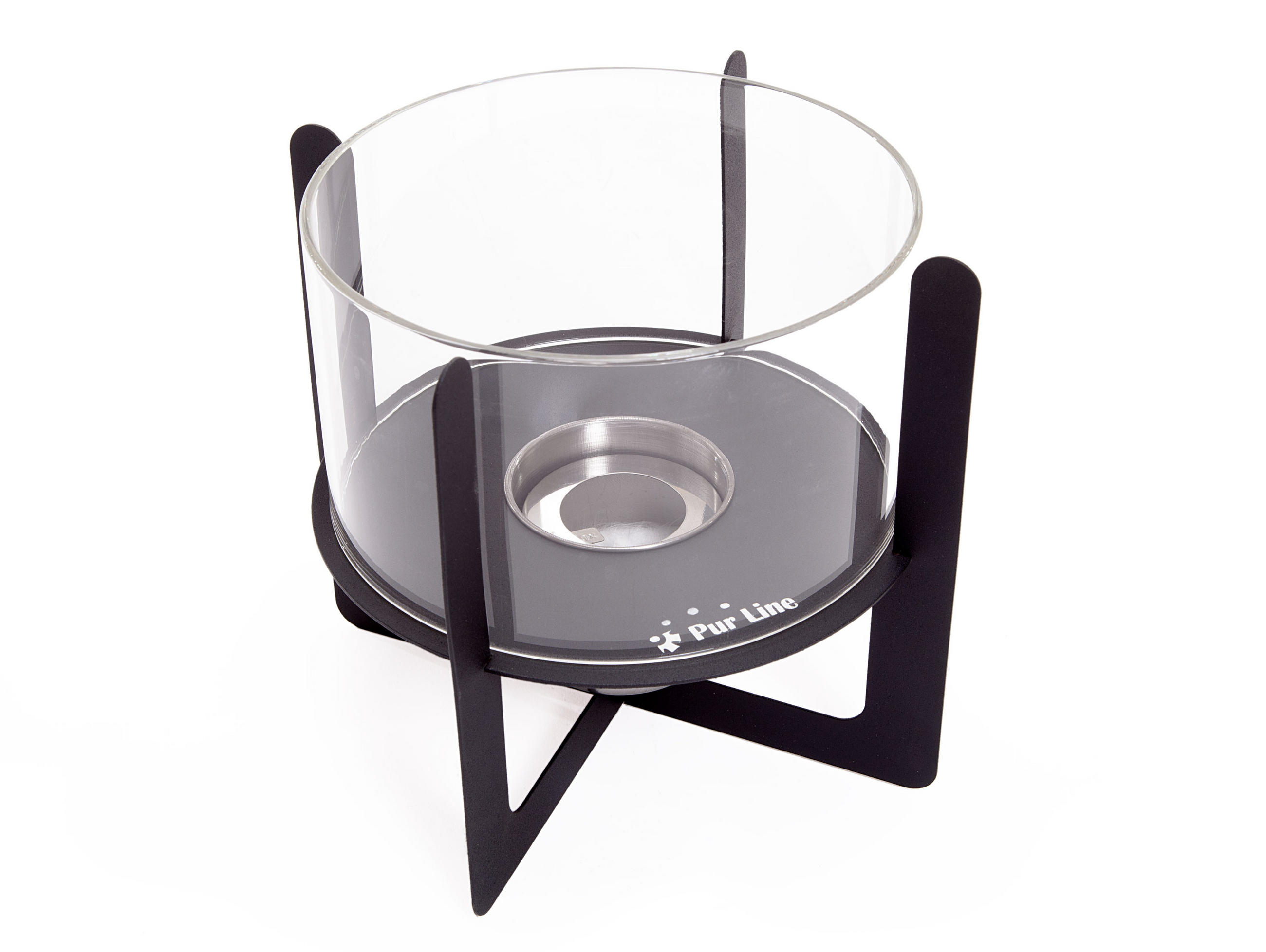 BIOETHANOL-KAMIN Schwarz Tischmodell inklusive 0.15 L Brennblock - Schwarz, Glas (22/20/22cm) - Purline