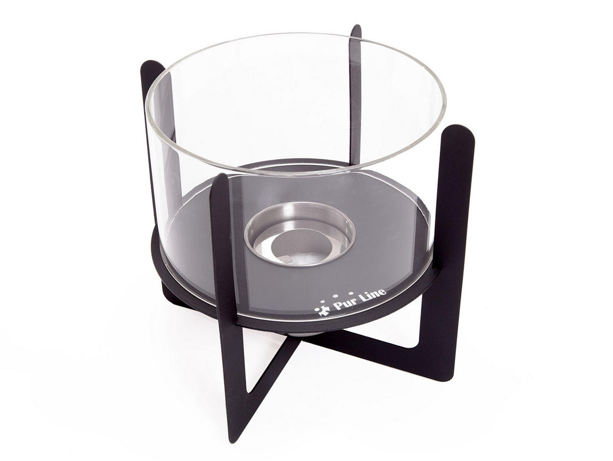BIOETHANOL-KAMIN Schwarz Tischmodell inklusive 0.15 L Brennblock - Schwarz, Glas (22/20/22cm) - Purline