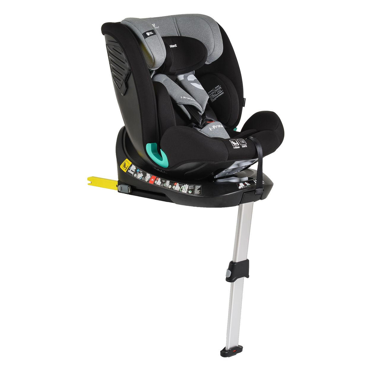 KINDERSITZ i-Protect i-Size grau (40-150cm) Gruppe 0+/1/2/3 Stützfuß Isofix - Grau, Kunststoff (45/60/53cm) - Cangaroo