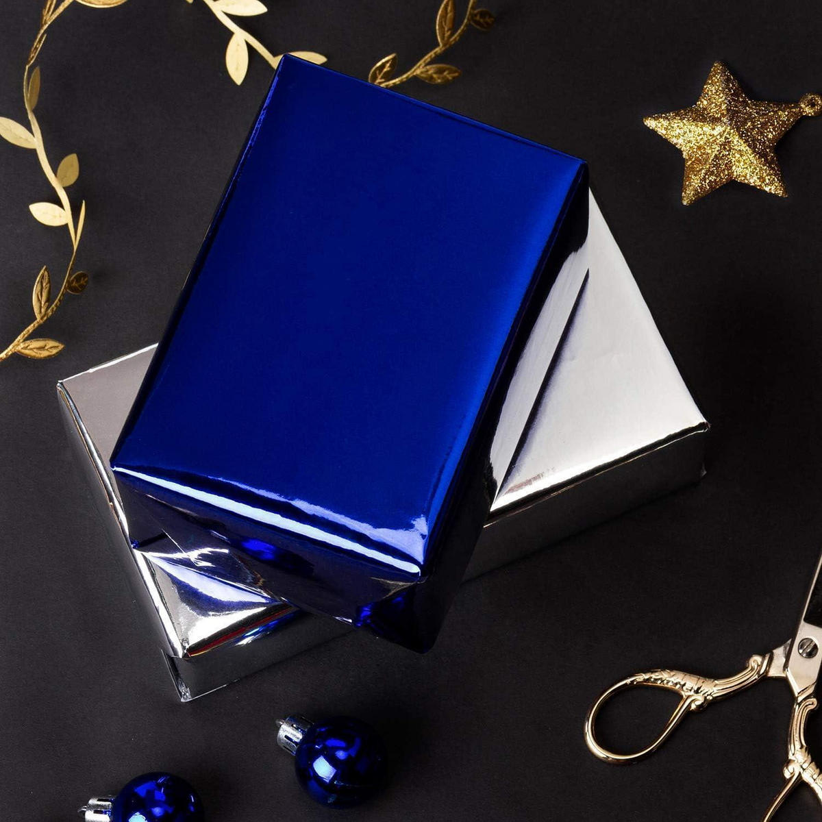 GESCHENKPAPIER Königsblau Metallic 76 cm x 10 m - Blau, Papier (5/76/5cm)