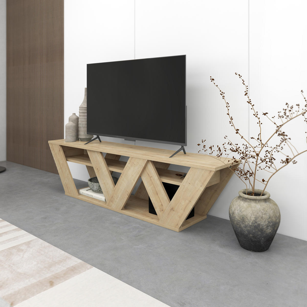 LOWBOARD Ralla Eiche 158/40/30 cm - Naturfarben, Holzwerkstoff (158/40/30cm) - Decortie