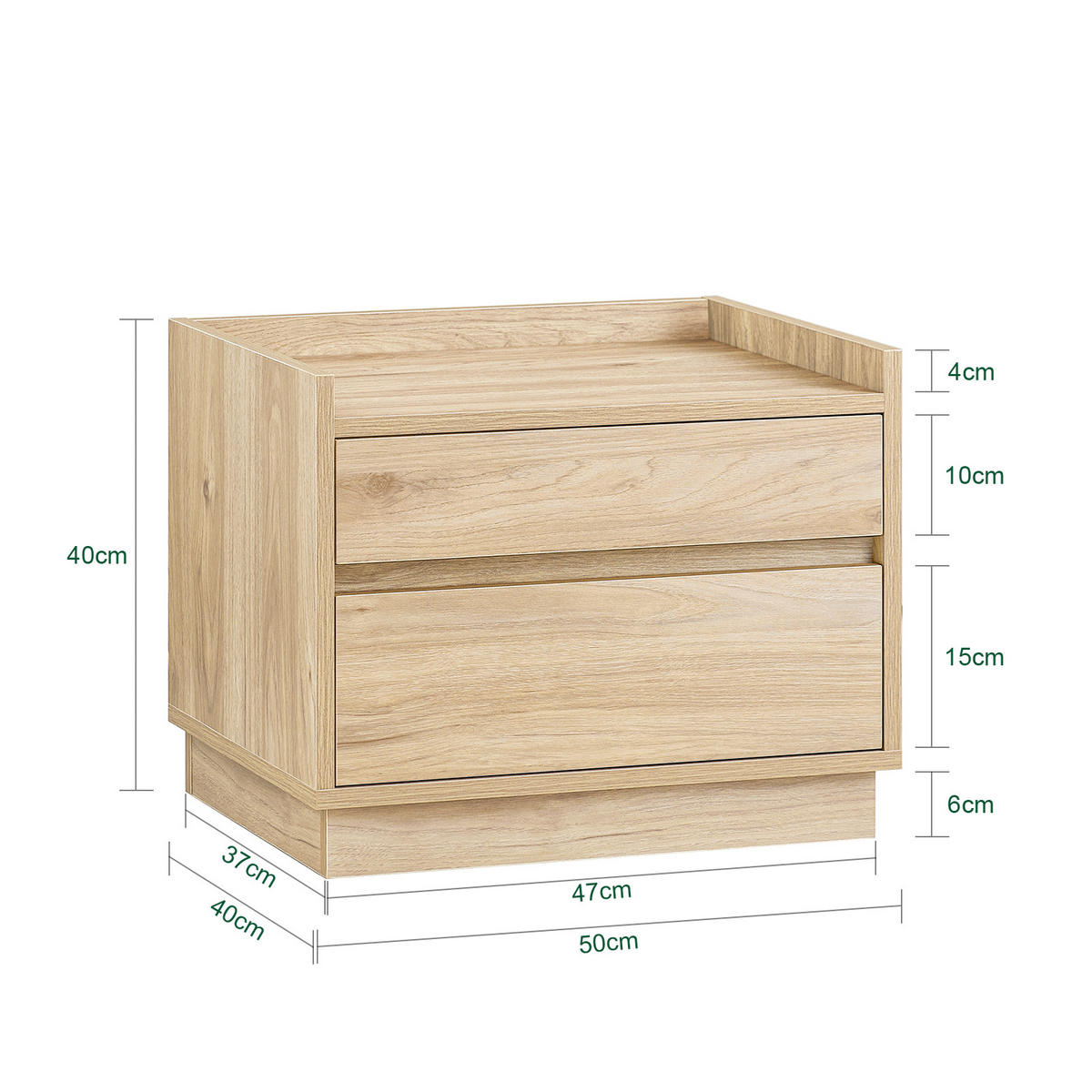 NACHTTISCH Natur - Naturfarben, Holzwerkstoff (50/40/40cm) - SoBuy