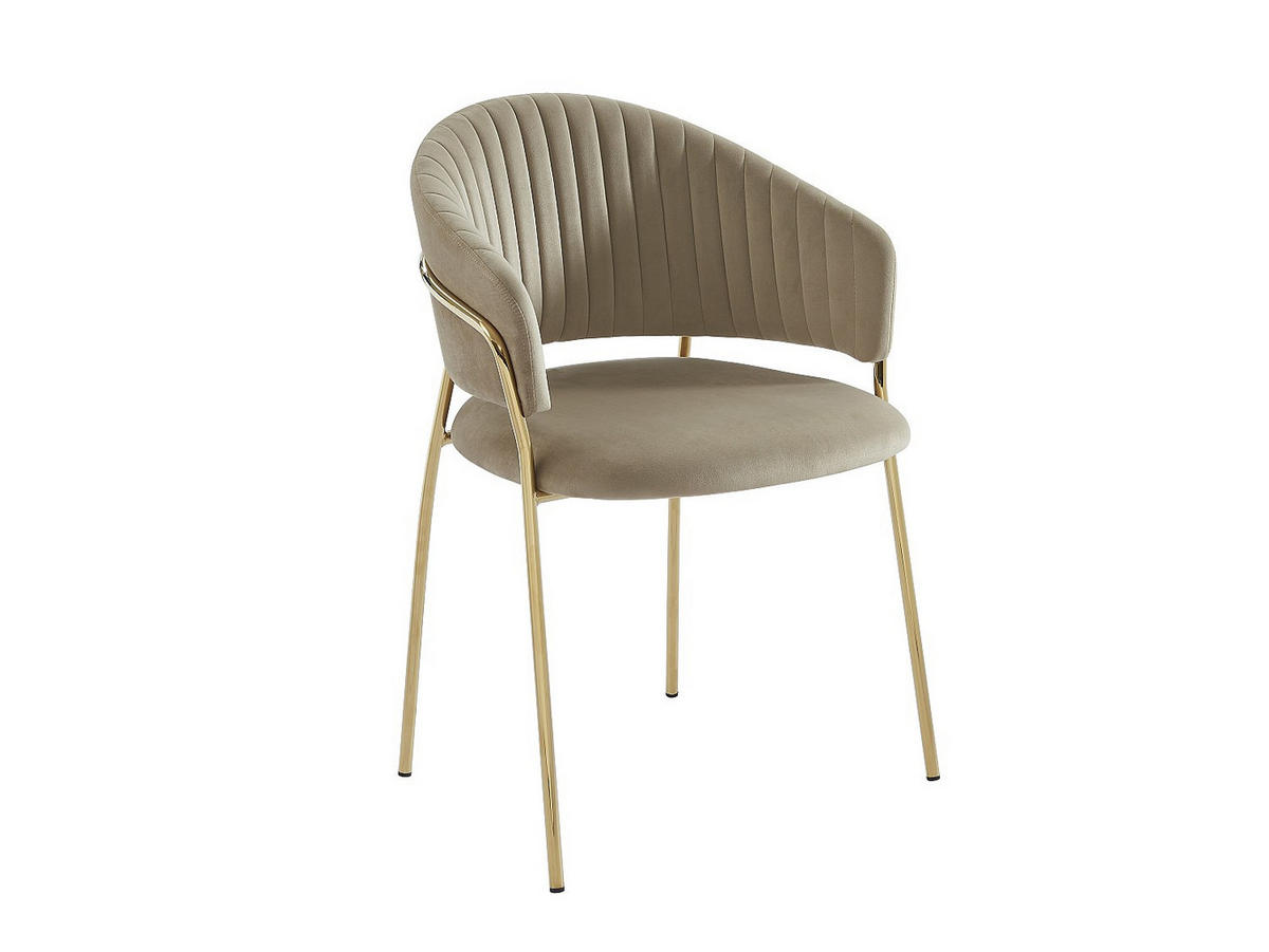 STUHL 6er-Set - Samt & Metall goldfarben - Beige - MADOLIA - Beige, Textil (55/81/55cm) - Pascal Morabito