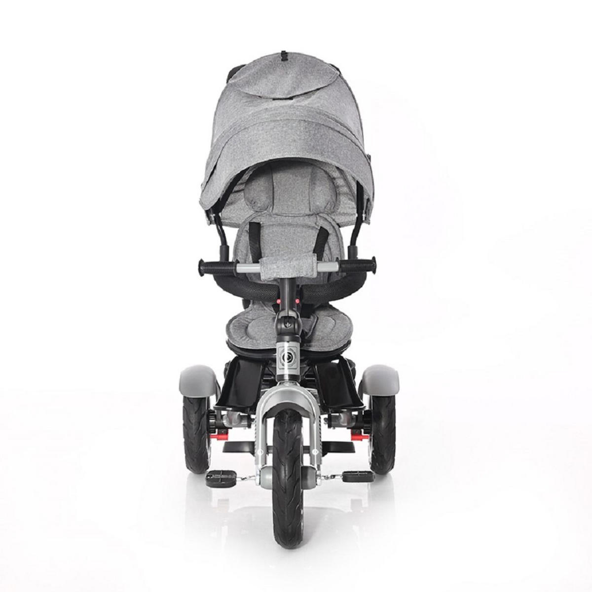 DREIRAD Neo 4 in 1 grau/schwarz Luftreifen, Schiebestange, Sitz drehbar, verstellbar - Hellgrau, Metall (120/55/104cm) - Lorelli