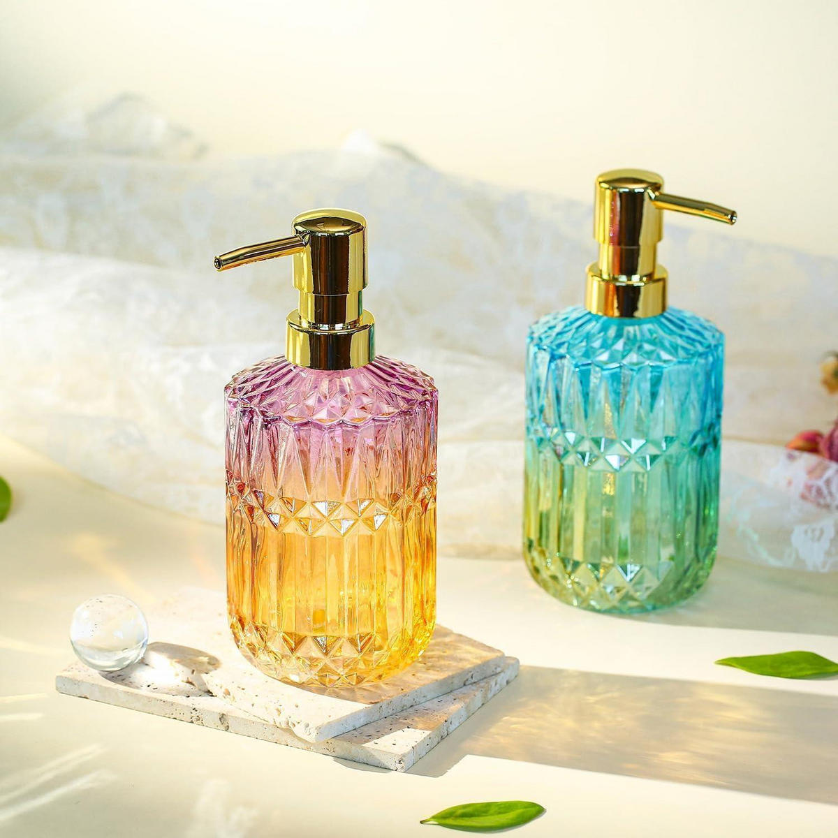 SEIFENSPENDER Glas ViolettOrange - Multicolor, Glas (8/19/8cm)