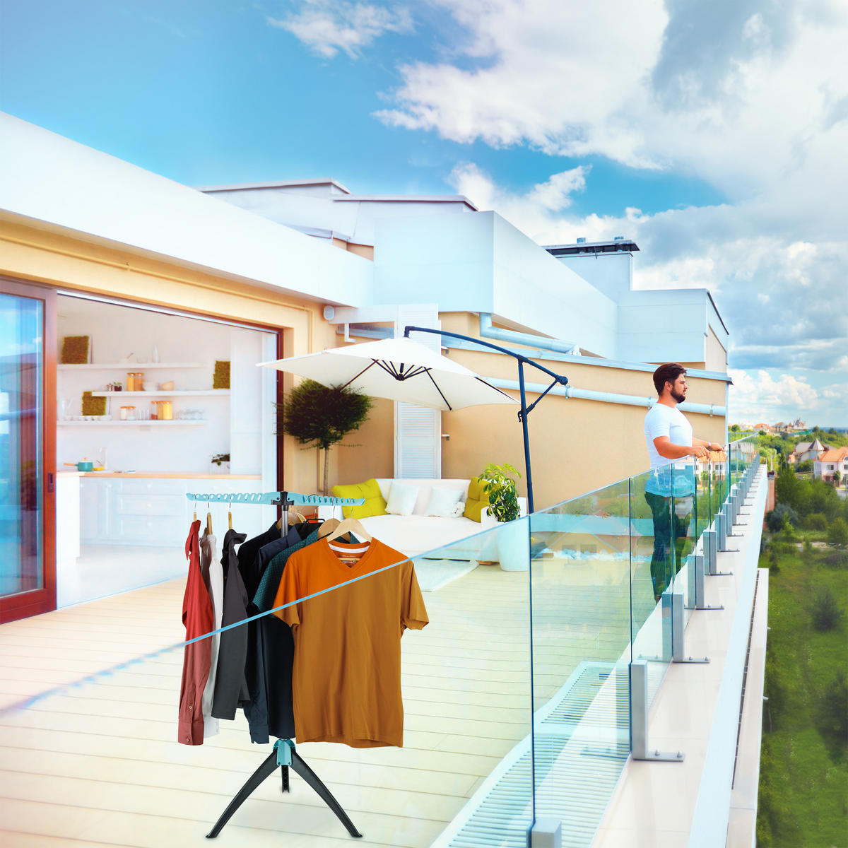 ŽEHLIACI sušiak - viacfarebná, kov/plast (56.5/128/56.5cm) - Relaxdays