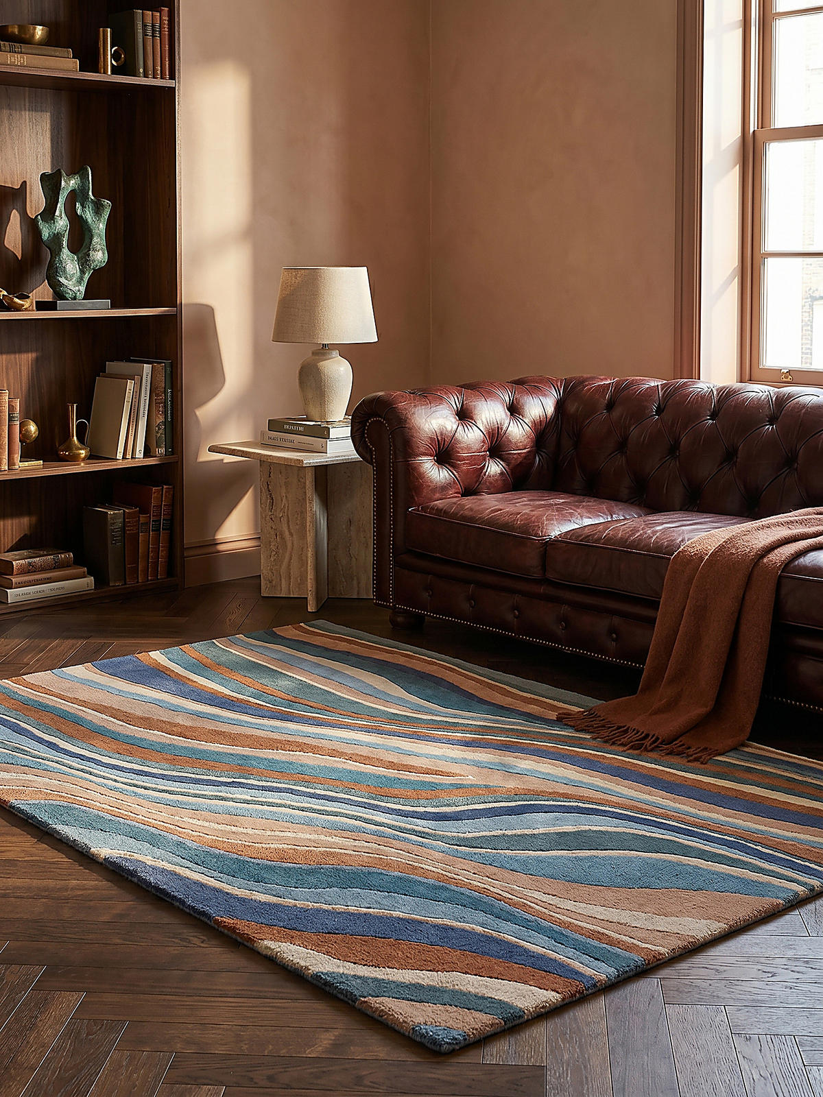 WOLLTEPPICH DERWENT, abstrakt, Blau-Bunt, 200 x 290 cm - Multicolor, Textil (200/290cm) - KADIMA DESIGN