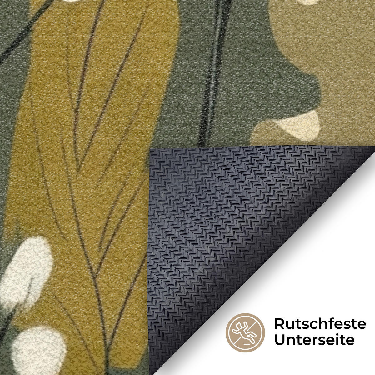 FUSSMATTE Blumen - Illustration - Grün Flurteppich 180x120 cm - Dunkelgrün, Kunststoff (180/120cm) - MuchoWow