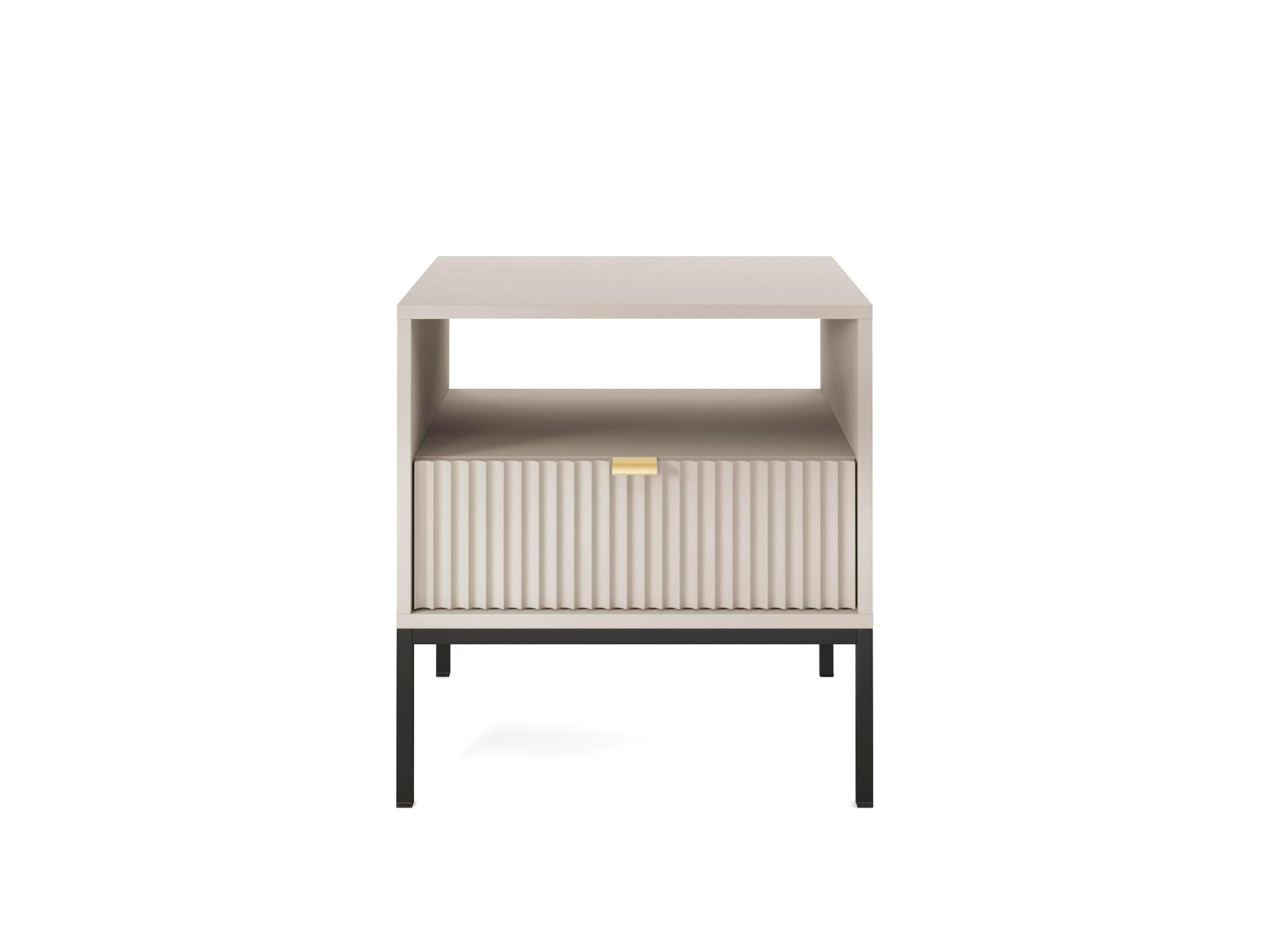 NACHTTISCH Font 54x56x39 cm - Modern Nachtschrank zum Schlafzimmer - EIN praktischer Commode aus Spanplatten - Beige Kaschmir - Beige, Holzwerkstoff (54/56/39cm) - Chilly