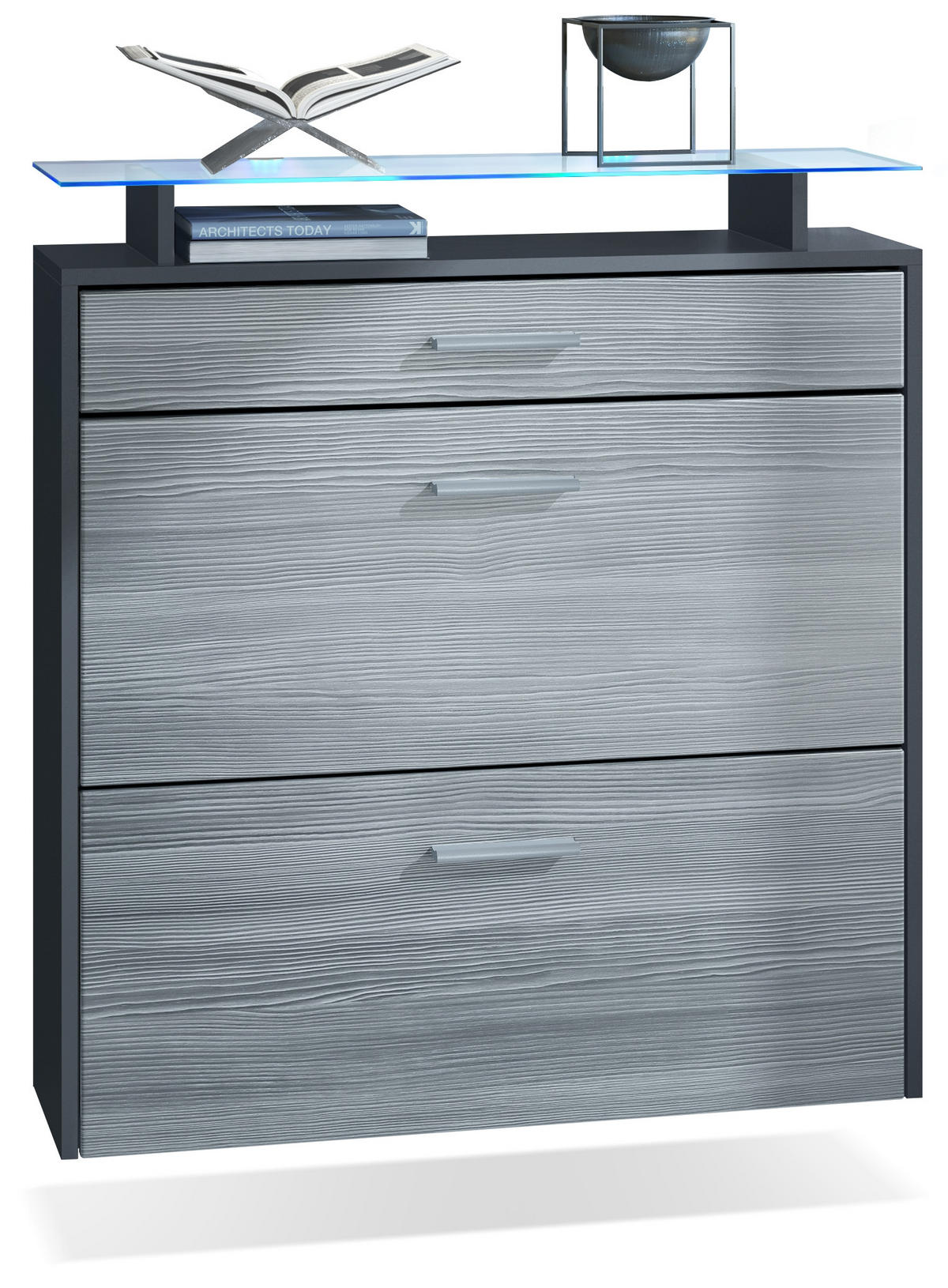 SCHUHSCHRANK Malea Fronten in Avola-Anthrazit - Anthrazit, Holzwerkstoff (89/96/23cm) - Vladon