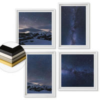WANDBILDER 4er-Set - 50x50 cm & 40x60 cm Weißer Rahmen - Nachthimmel, Berge, Sterne - Weiß, Kunststoff (50/50cm) - ArtPrintCave