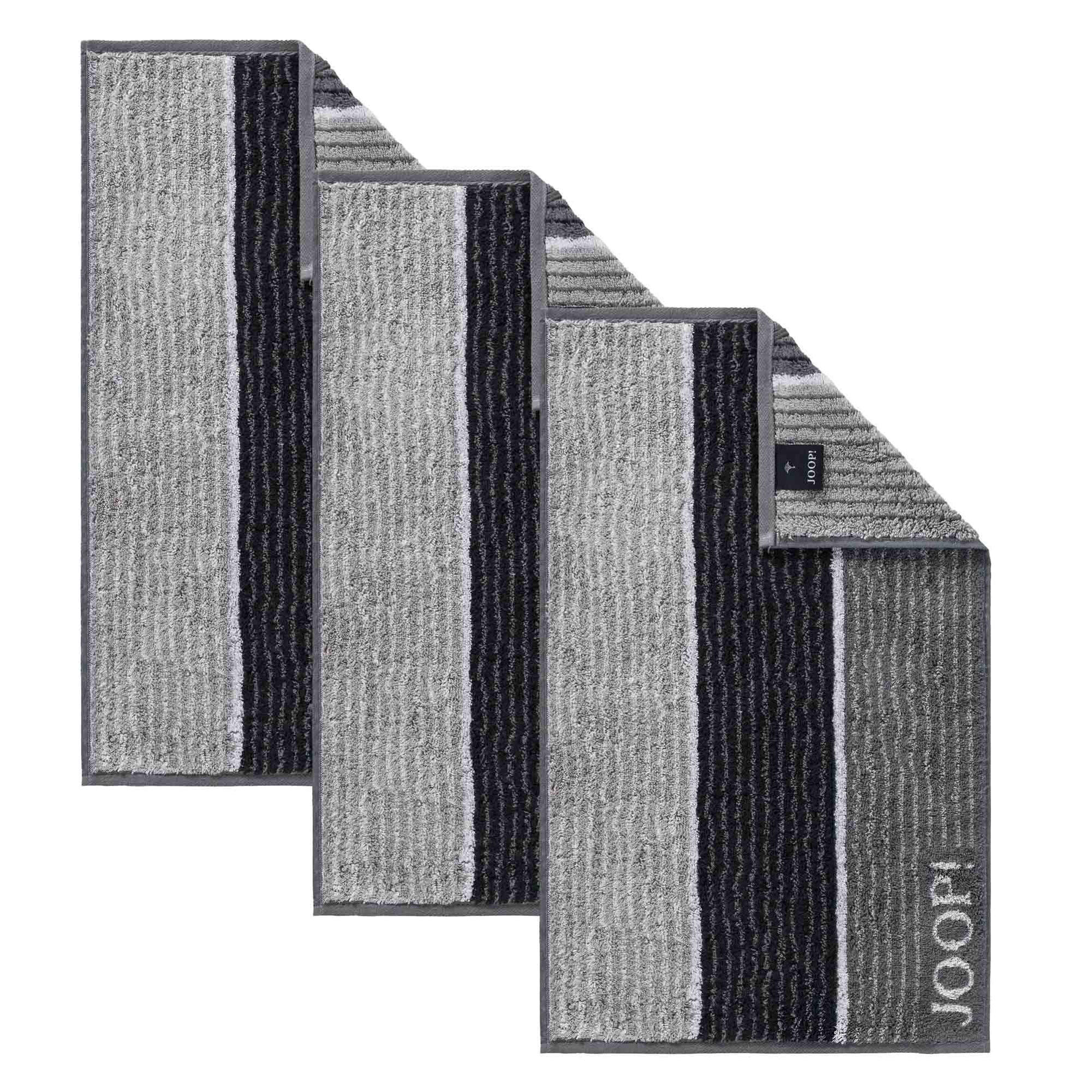 GÄSTETUCH Unisex Classic Frottier Grau 3er Pack Baumwolle - Schwarz, Textil (30/50cm) - Joop!