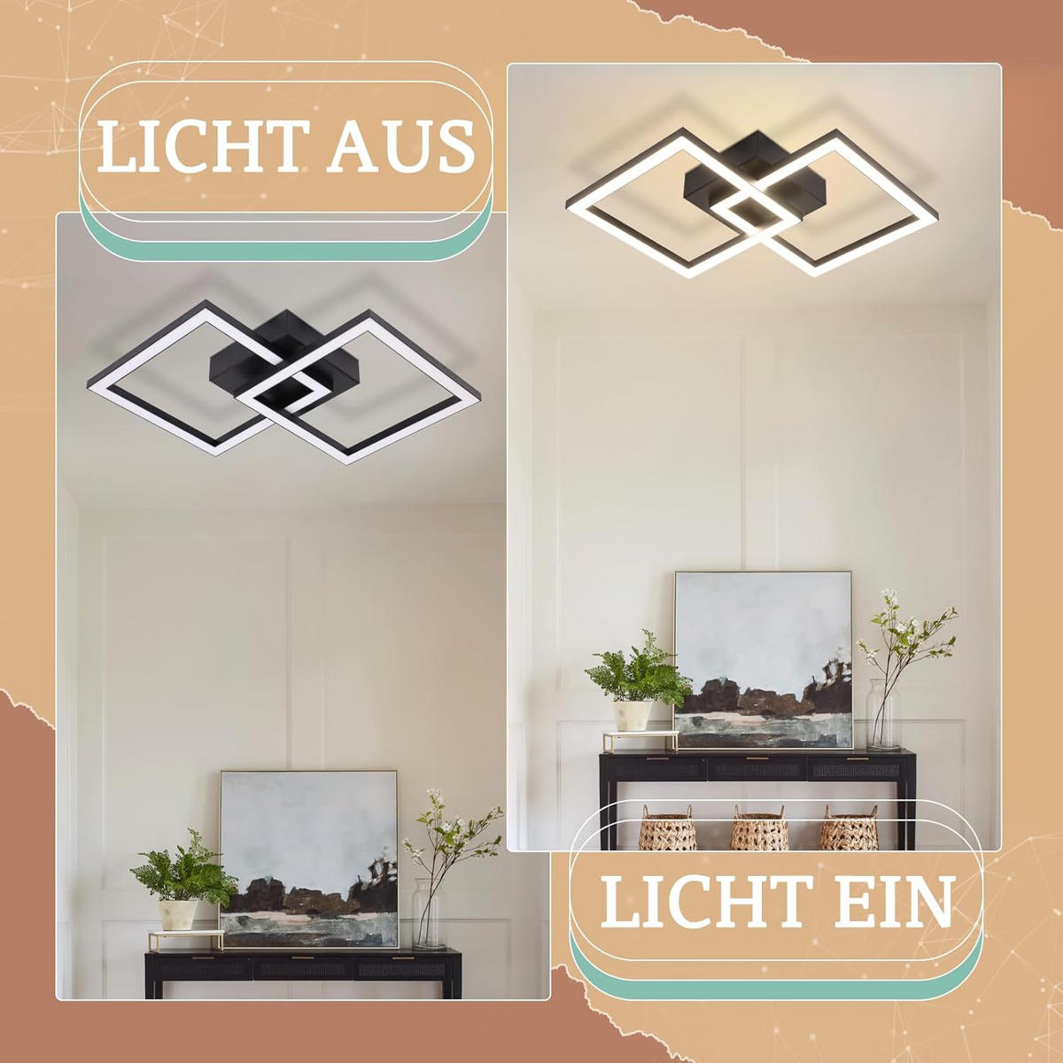 LED-DECKENLEUCHTE Strahlfrost 6/47/29.5 cm - Schwarz, Metall (29.5/6/47cm) - ZMH
