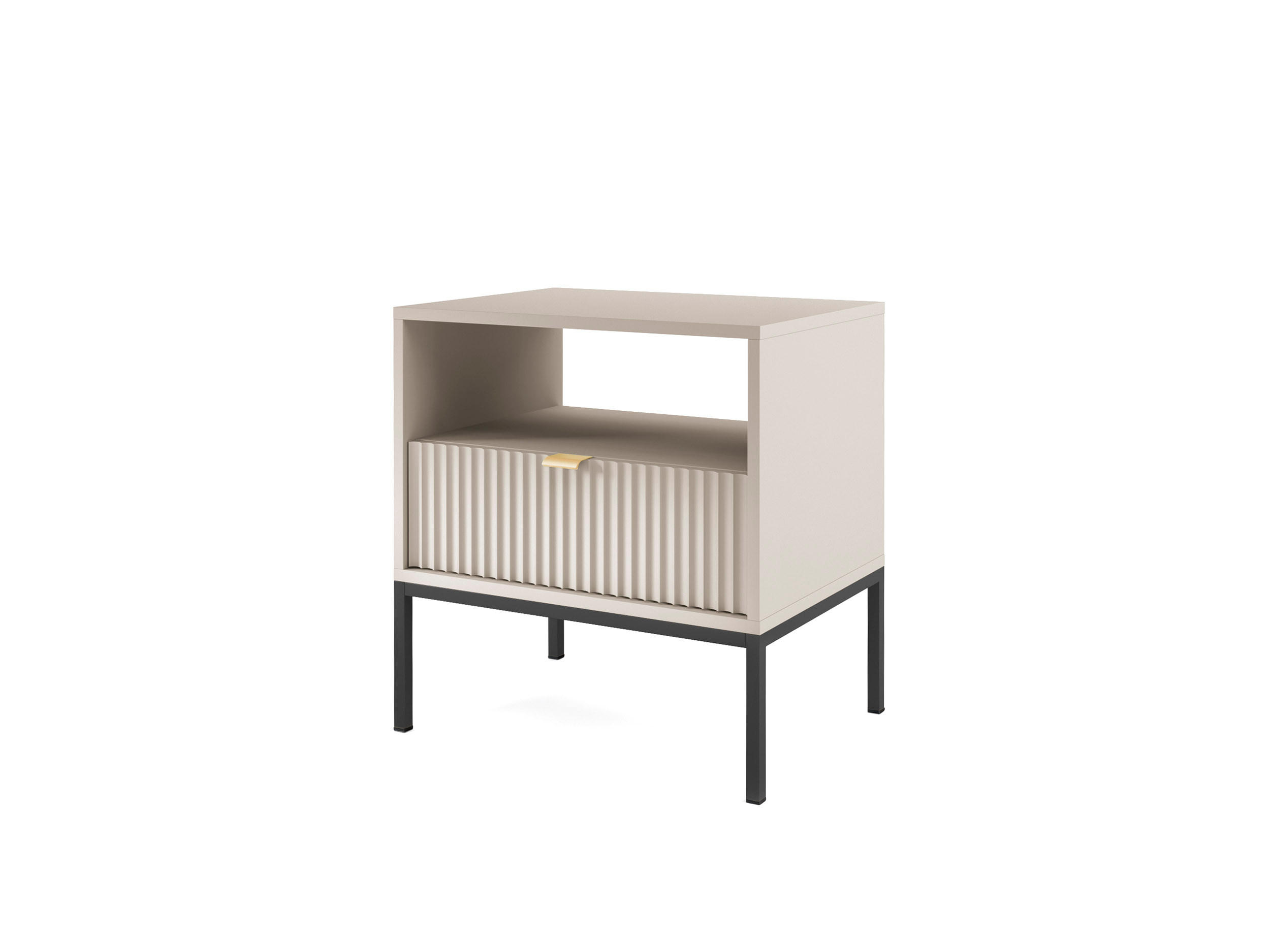 NACHTTISCH: Kaschmir, Schwarz, 54x 56 x 39 cm, goldene Griffe - Kaschmir/Schwarz, Holzwerkstoff/Metall (54/56/39cm) - 3XE LIVING