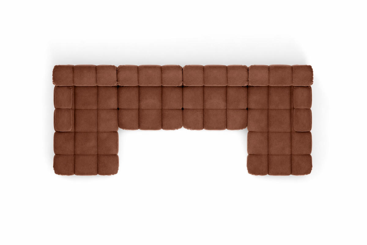 ECKSOFA U-Form XL, Stoff Velours Salvador, Dunkelbraun, Selia U XL - Dunkelbraun, Holz (380/70/160cm) - Kaiser Möbel