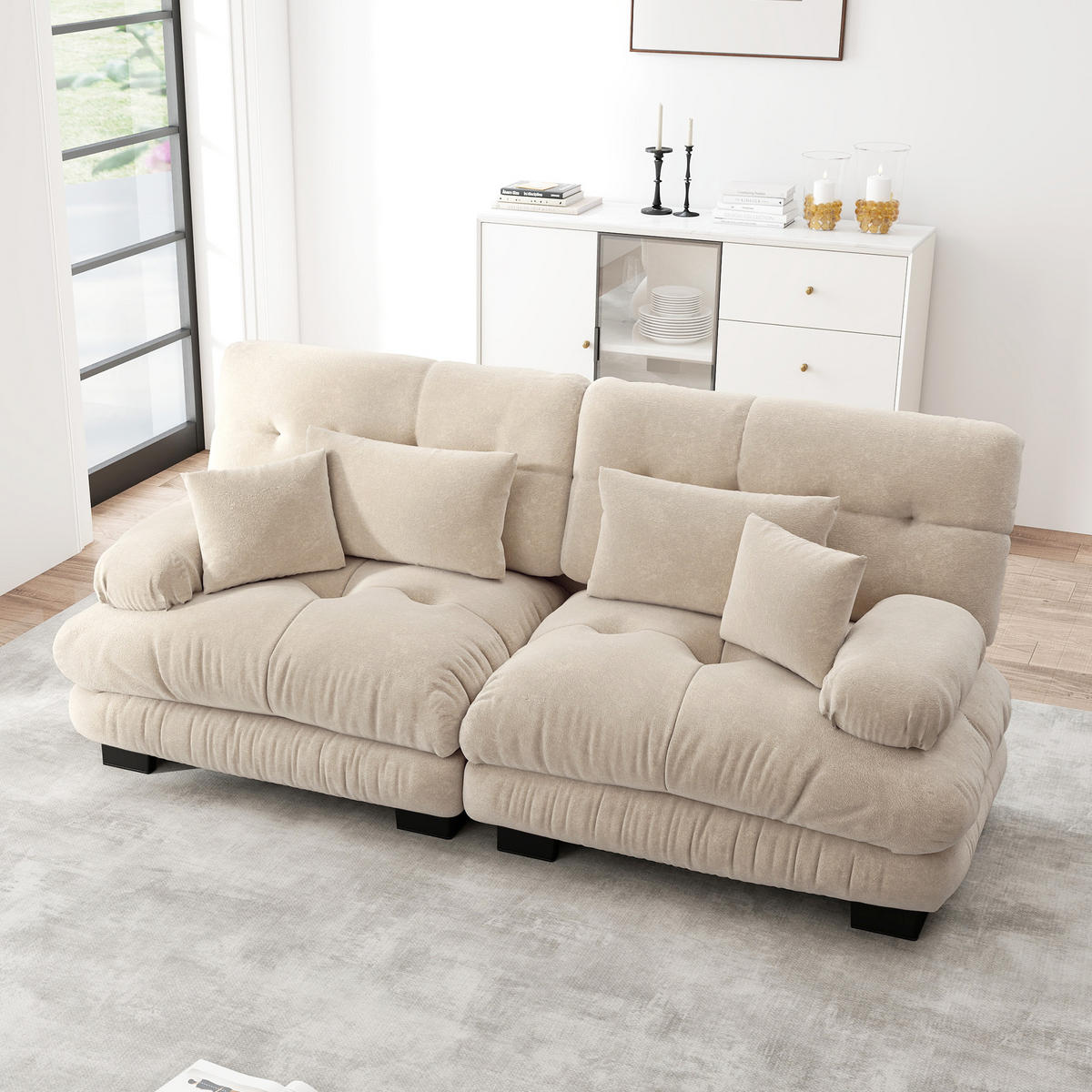 SOFA 2-Sitzer 220/77/81 cm Hellbraun - Hellbraun, Textil (77/81/220cm)