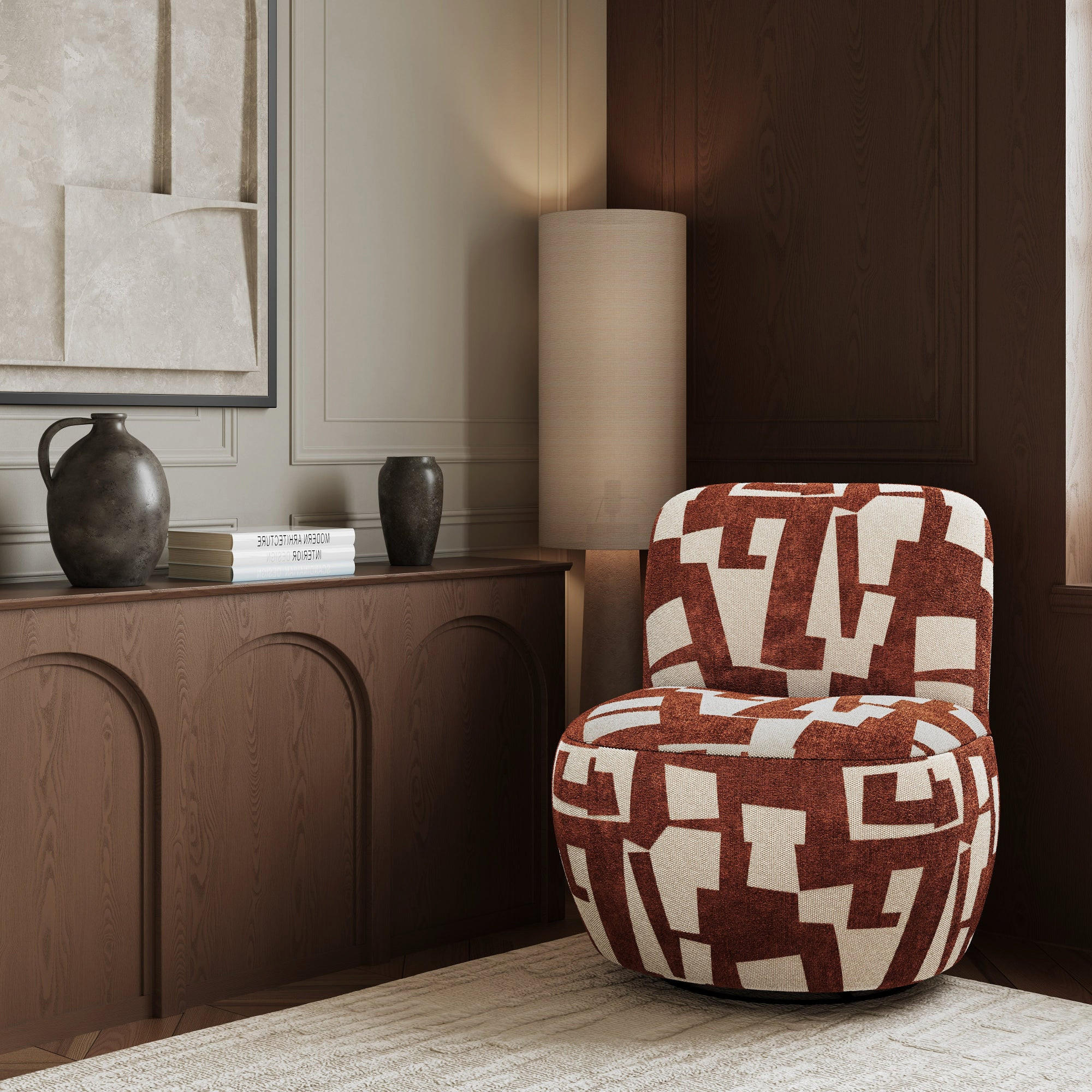 SESSEL Gemusterter texturierter Stoff Terracotta 64cm - Dunkelorange/Terracotta, Textil (65/72/71cm) - Sia Home