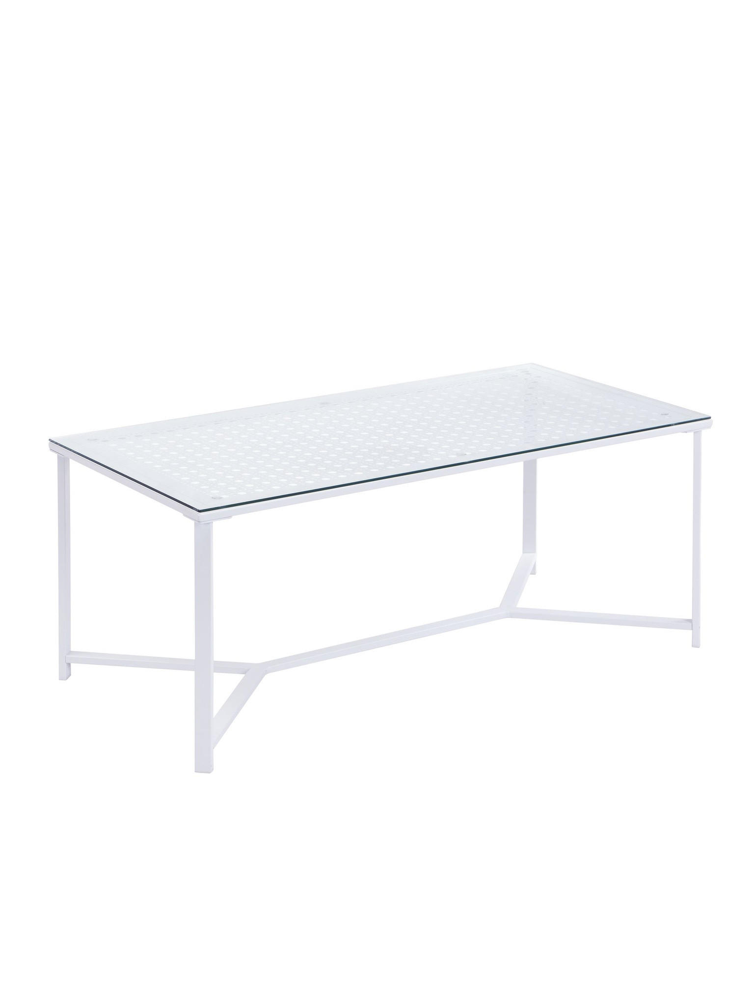 COUCHTISCH ALCUDIA, Einscheibensicherheitsglas, Weiß, 100 x 50 x 42 cm - Weiß, Glas/Metall (50/100/42cm) - KADIMA DESIGN
