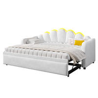 POLSTERBETT 90x200 cm mit Ausziehfunktion und LED-Beleuchtung, Weiß - Weiß, Holz (90/200cm) - KOMHTOM