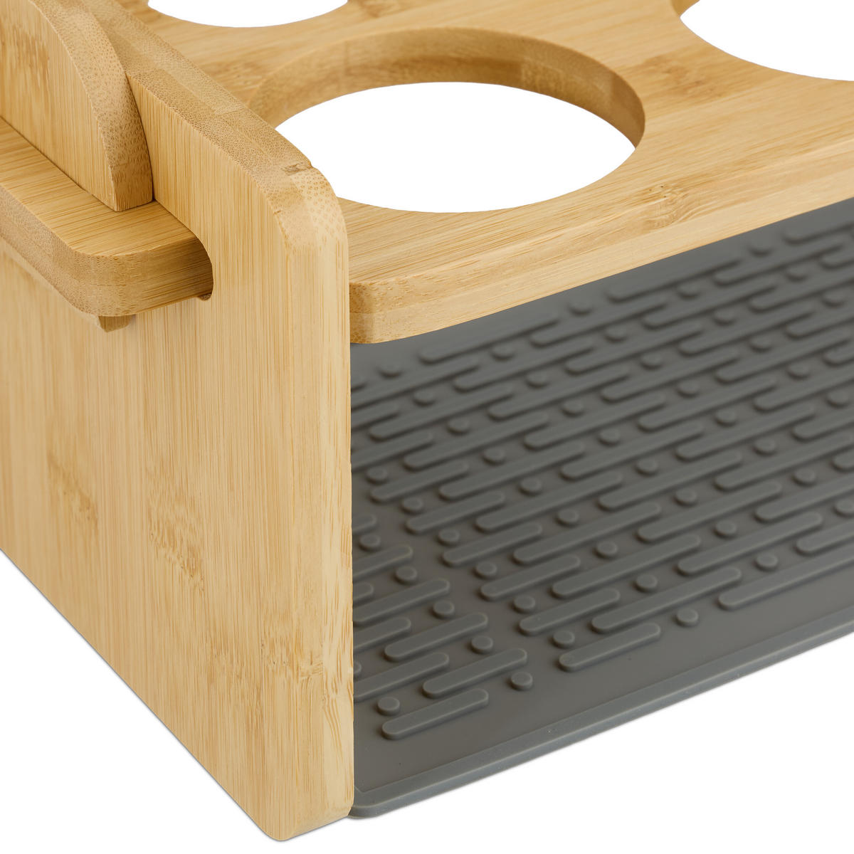 DRŽALO za steklenice - svetlo rjava, umetna masa/les (43/14/14.5cm) - Relaxdays