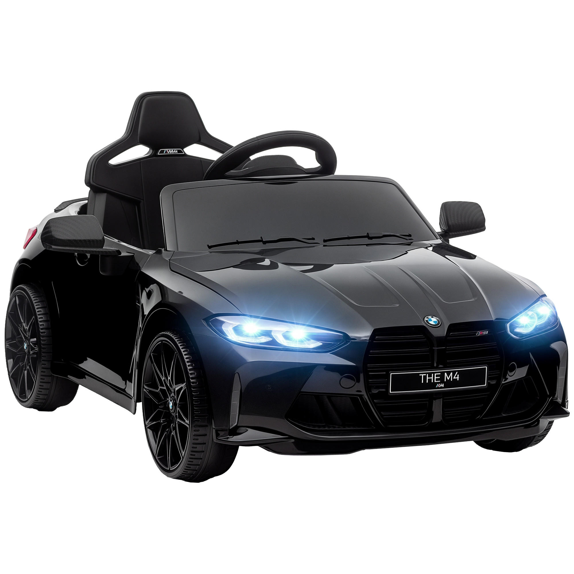 KINDERAUTO DE-06248 BMW M4 lizenziert mit Sound und Licht Schwarz - Schwarz, Kunststoff/Metall (108/69.5/51cm) - ComfortXL