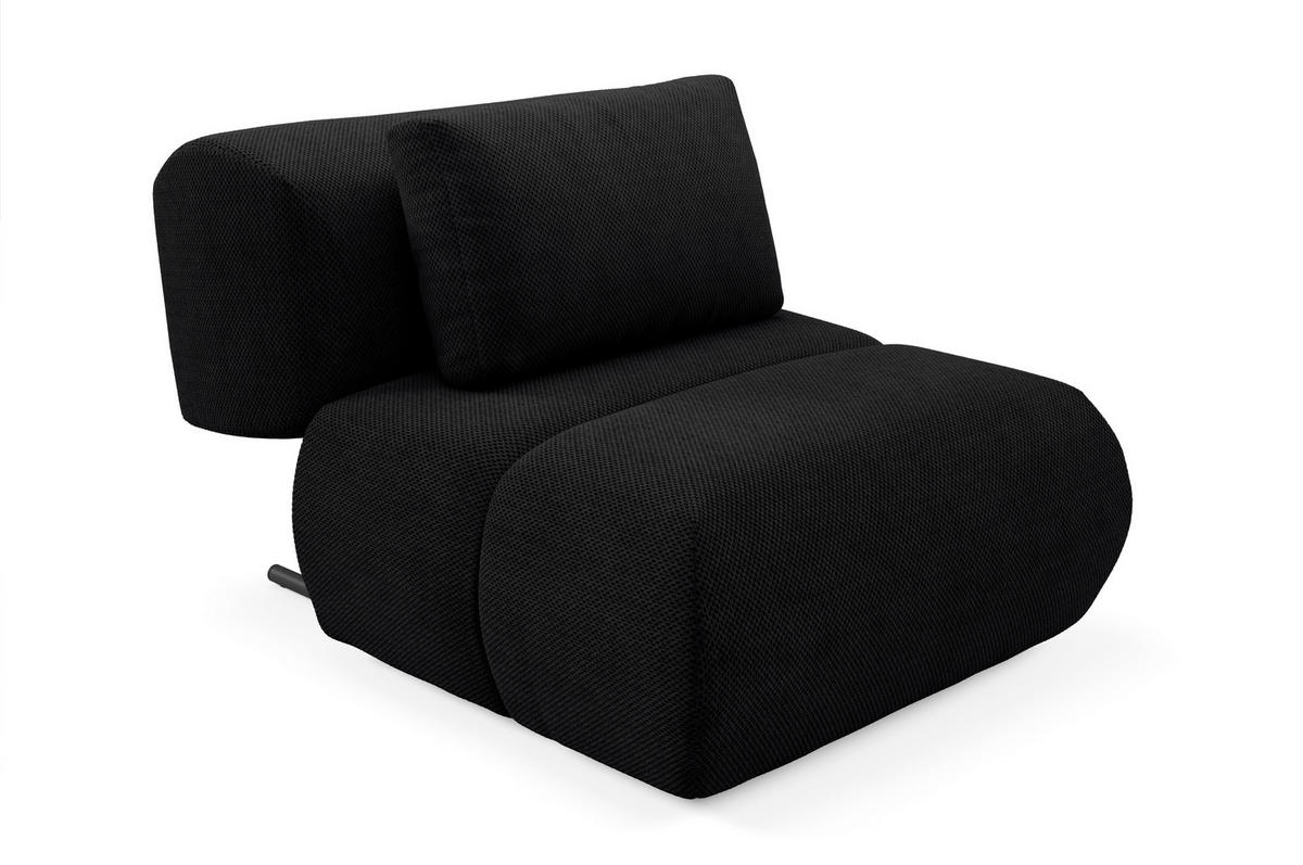 SESSEL ATOMO, Modern Polstersessel Loungesessel, Velours-Stoff Schwarz - Schwarz, Holz/Metall (98/82/134cm) - MASSENO