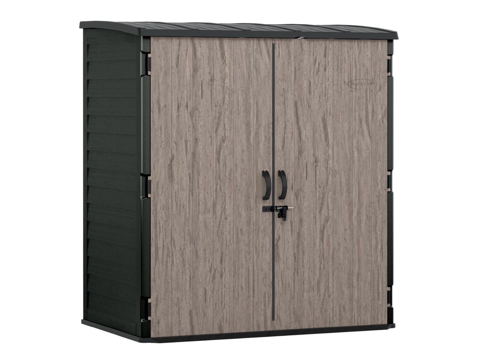 GERÄTESCHRANK 179 x 112 x 197 cm kompakt mit breiter Doppeltür in Holzoptik, 3 m³ Stauraum, anthrazit - Braun, Kunststoff (114/33/197cm) - Suncast