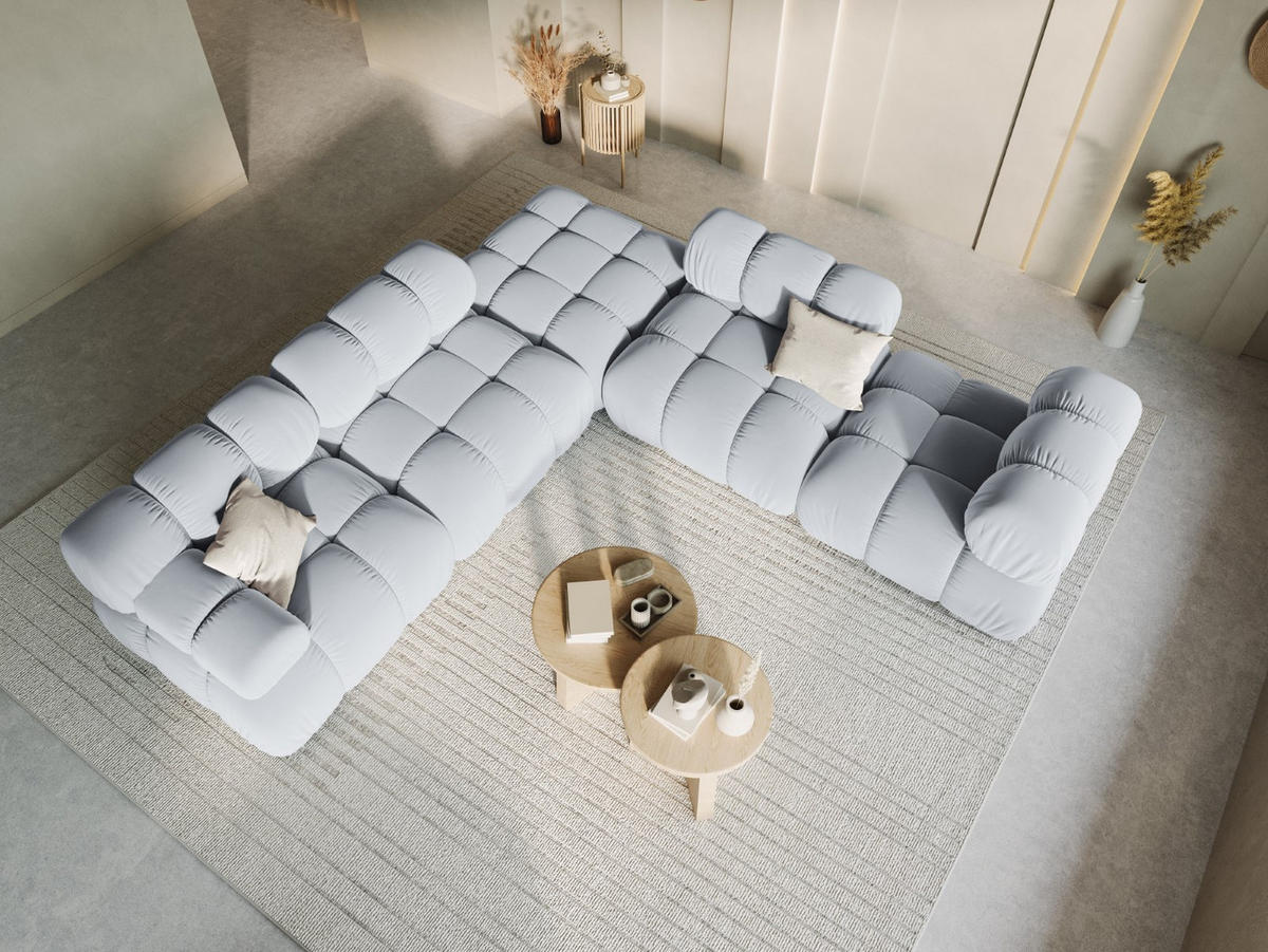 MODUL links Bellis aus Samt hellblau - Hellblau, Textil (94/70/94cm) - Micadoni