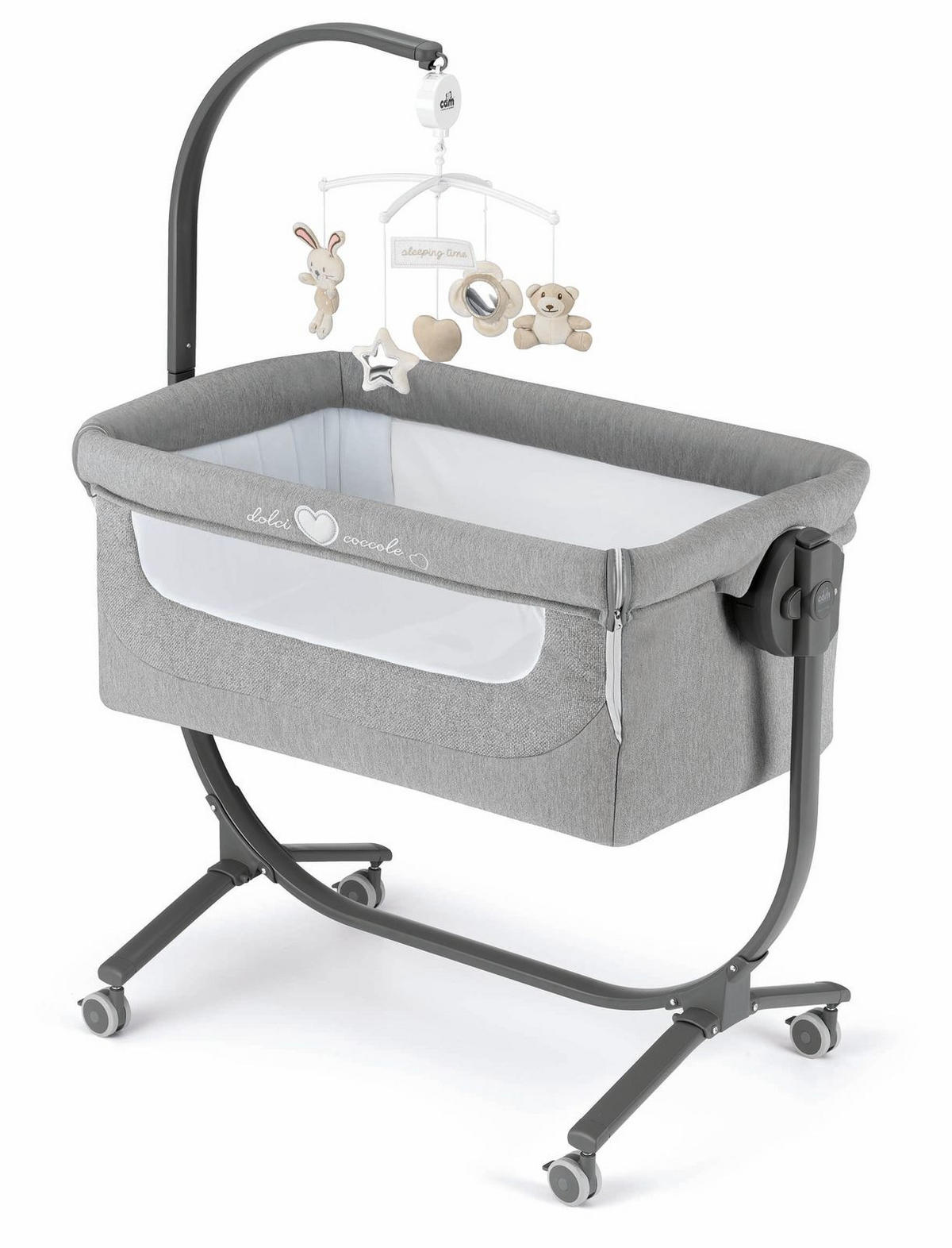 BEISTELLBETT Babybett für Babys Cullami | für 0-9 kg | 8-fach höhenverstellbar | Anthrazit - Anthrazit, Textil (75/15/110cm) - Cam il Mondo del Bambino S.p.A.