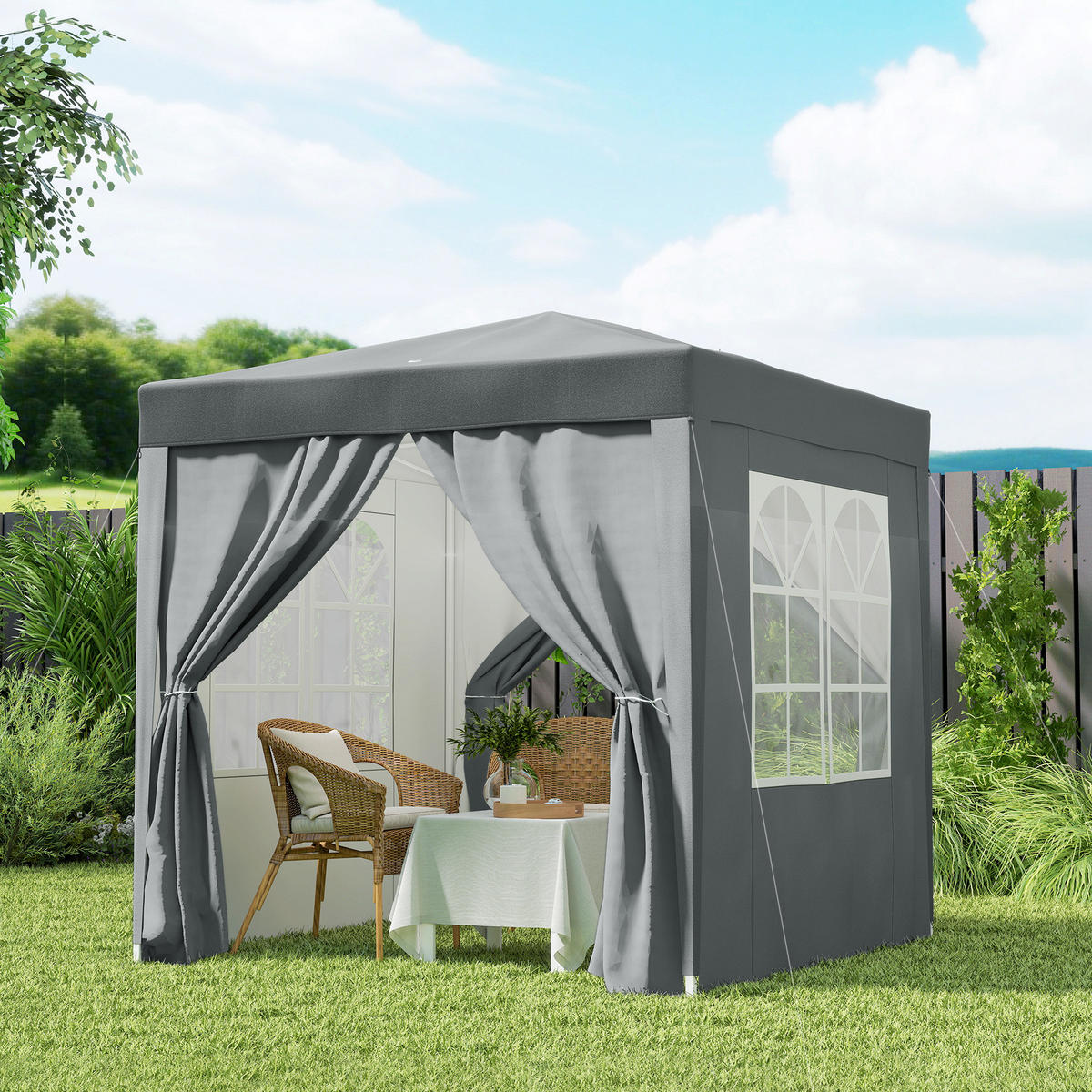 PAVILLON DE-13998 Pop-up 2/2 m, höhenverstellbar, UV-Schutz Grau - Grau, Metall (200/240/200cm) - ComfortXL