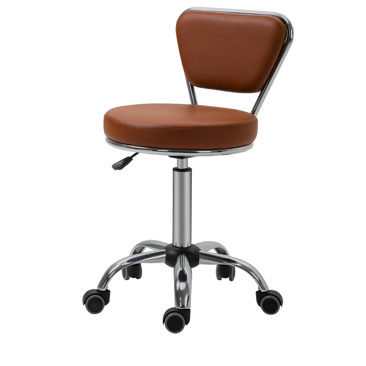BÜROHOCKER DE-18033 höhenverstellbar 49-64 cm, Vintage-Stil Braun - Silberfarben, Metall (47/88/45cm) - ComfortXL