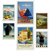 POSTER Set Mit 6 Mittelmeerländer Größe A3 & A4 Weißer Rahmen - Weiß, Papier (29.7/1cm) - Nacnic