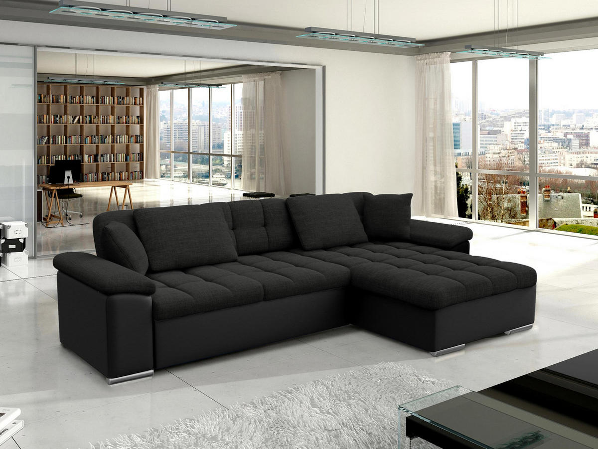 ECKSOFA Diana, Seite: Rechts - Schwarz, Holz/Textil (280/160cm) - MIRJAN24