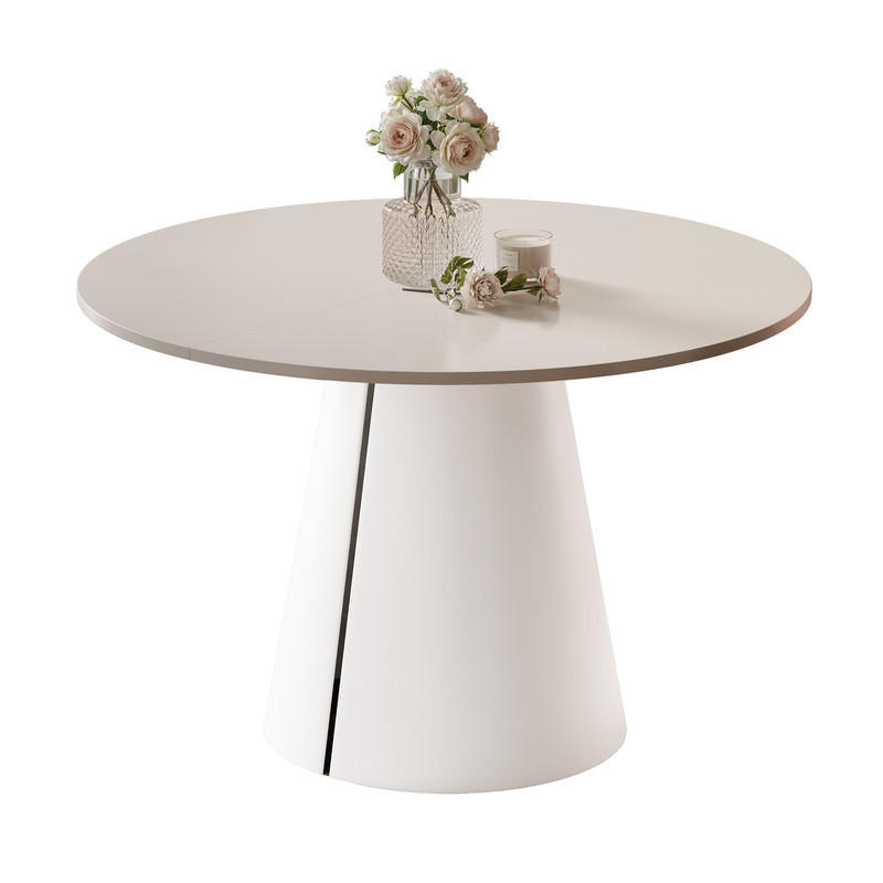 AUSZIEHTISCH BASE 120-196/76 cm, Weiß / Kaschmir - Kaschmir/Weiß, Holzwerkstoff/Metall (120/120/76cm) - Idohome