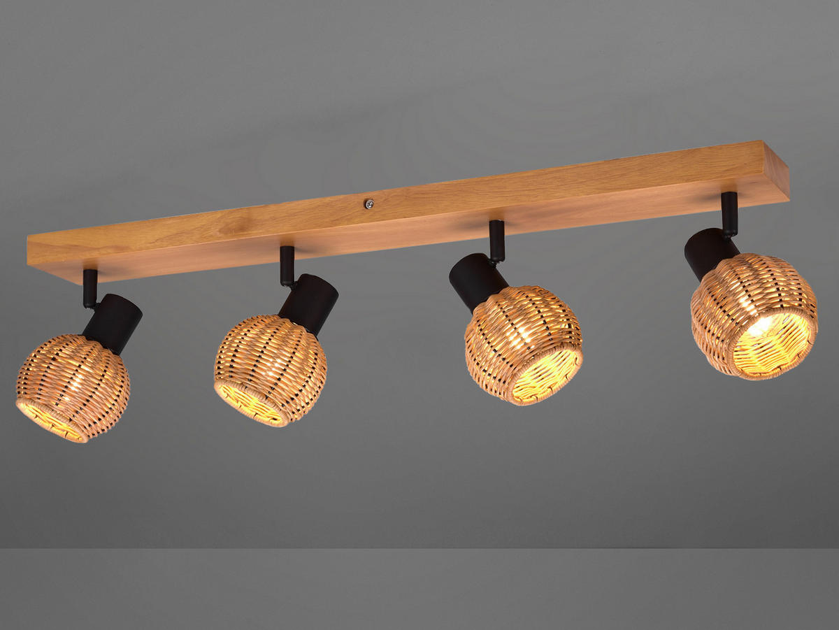 DECKENSTRAHLER Holz Breite 70cm, Lampenschirme Rattan - Naturfarben, Naturmaterialien/Holz (14/70/18cm) - meineWunschleuchte