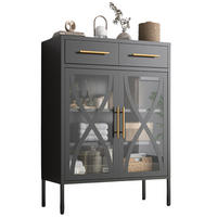 HIGHBOARD TORONTO Metall Schwarz Türen und Schubladen 80/35/110 cm - Schwarz, Metall (35/110/80cm) - Mein-Regal