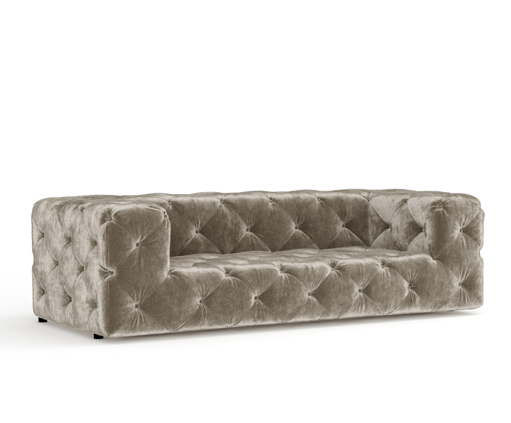 3-SITZER-SOFA Cosimo Beige Samtstoff - Beige/Schwarz, Holz/Holzwerkstoff (230/71/100cm) - Maison de Reve
