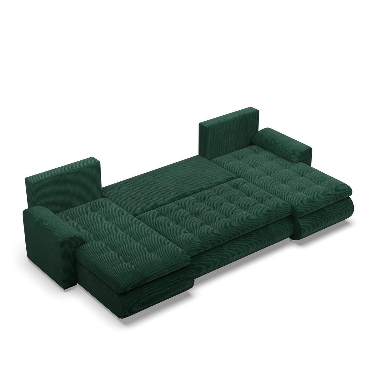 U-SOFA MIT SCHLAFFUNKTION FORESTA, Cord - Dunkelgrün - Grün, Textil (302/89/159cm)