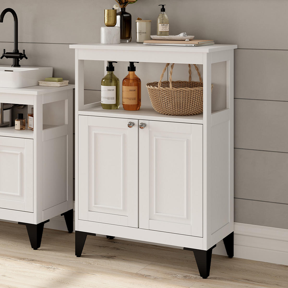 MIDISCHRANK Vanity Weiß 60 x 85 cm - Weiß, Holzwerkstoff (60/85/30cm) - Vicco