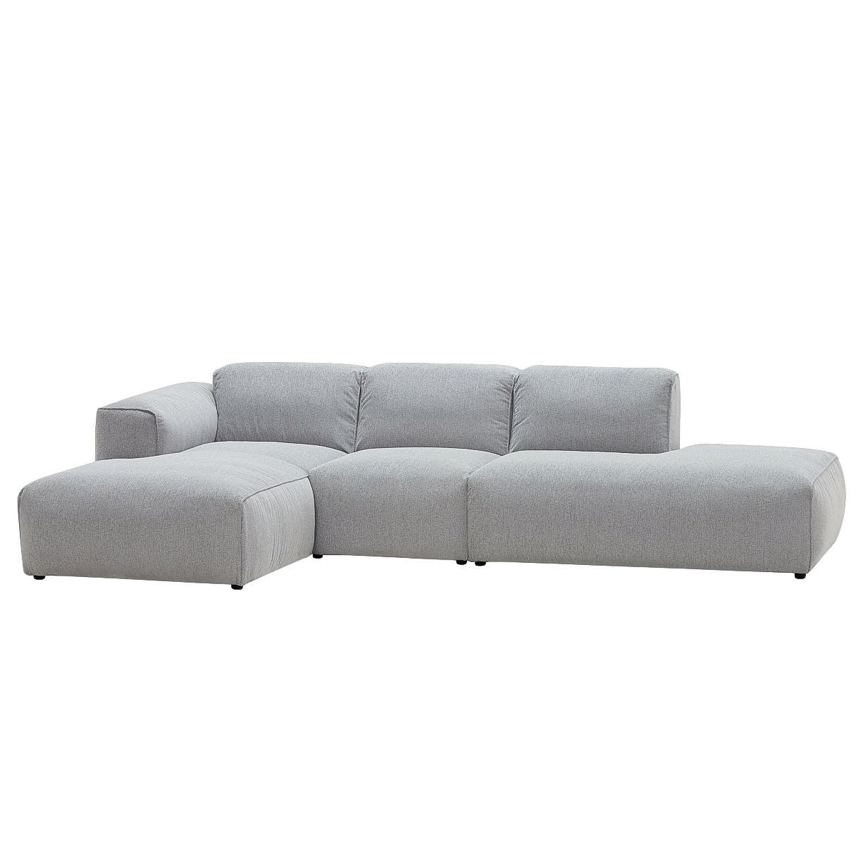 ECKSOFA mit Chaiselongue - Hellgrau/Schwarz, Kunststoff/Textil (290/173cm) - home24