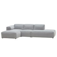 ECKSOFA mit Chaiselongue - Hellgrau/Schwarz, Kunststoff/Textil (290/173cm) - home24