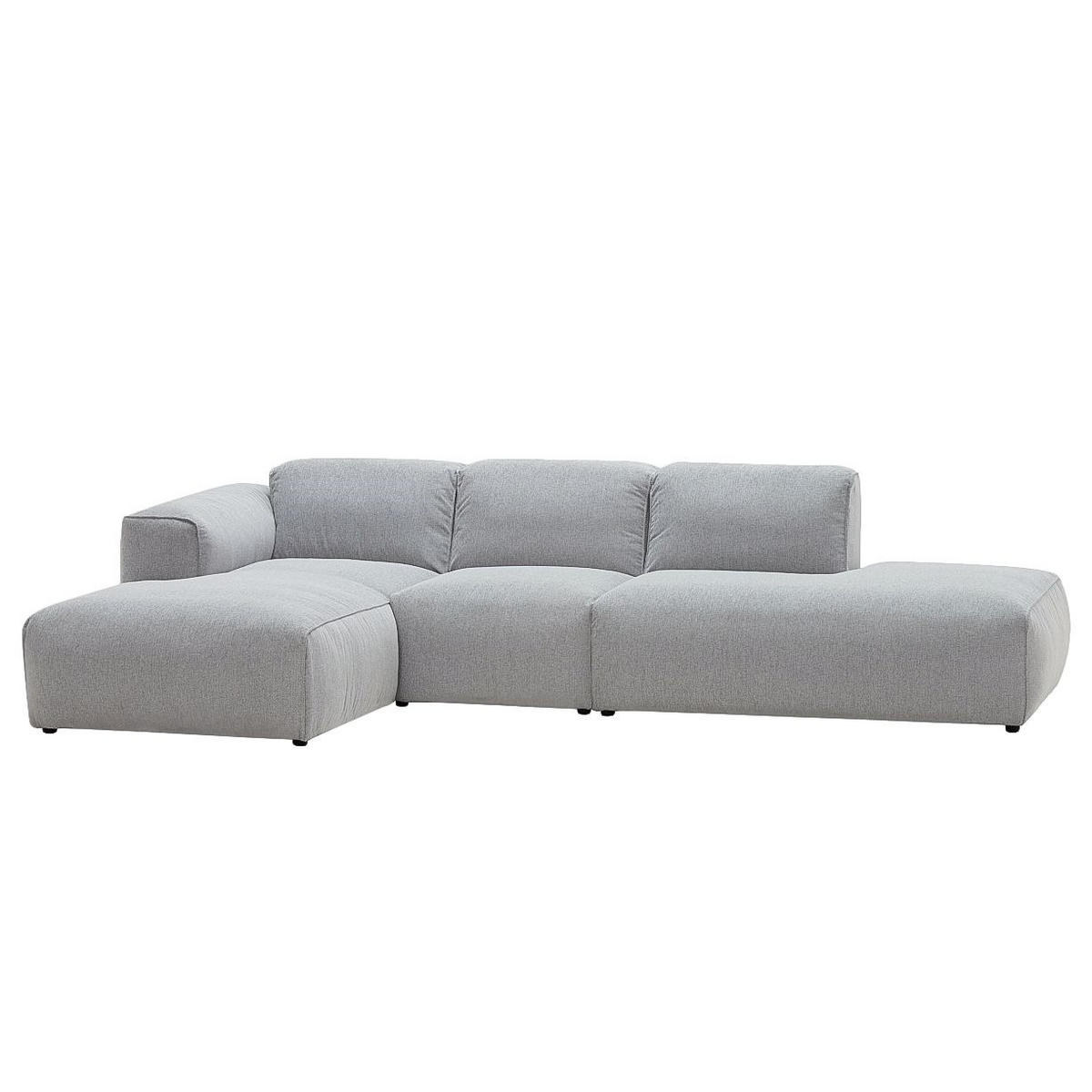 ECKSOFA mit Chaiselongue - Hellgrau/Schwarz, Kunststoff/Textil (290/173cm) - home24