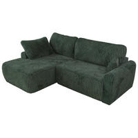 ECKSCHLAFSOFA CUBO L Grün Cord - links - Schwarz/Grün, Kunststoff/Textil (273/187cm) - MKS