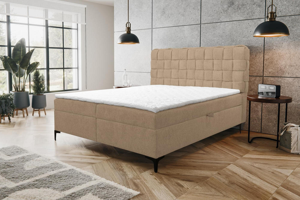 BOXBETT ROMA mit zwei Bettkästen H2/H3 Matratze und Topper 160 x 200 cm - Braun, Holzwerkstoff (160/200cm) - VENASI MÖBEL
