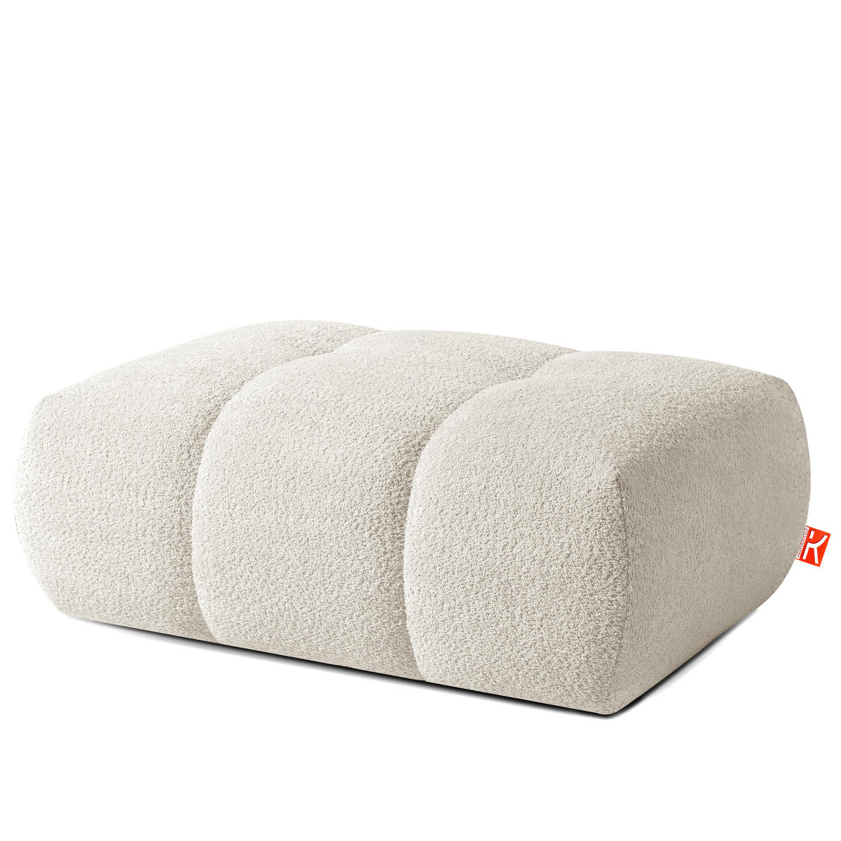 POUF LIRA, Weiß, Bouclé - Weiß, Holz/Holzwerkstoff (96/43/50cm) - KONSIMO®