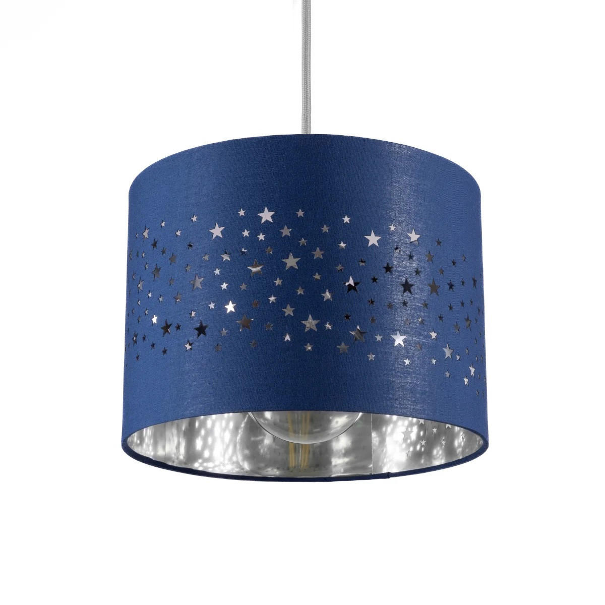 LAMPENHAUBE STARDUST Marineblau Star Easy Fit - Grau, Textil (25/25/18cm) - CGC Europe
