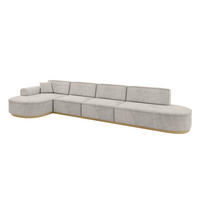 ECKSOFA Ottomane Links MARI-L3-v2 - 413x171x83 cm Hellbraun Velours - Hellbraun, Holzwerkstoff/Textil (413/171cm) - ALTDECOR
