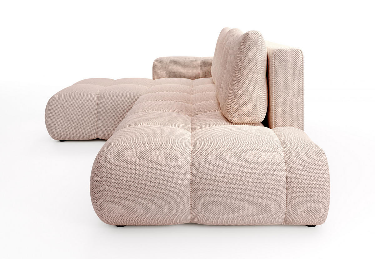 ECKSOFA L Form Hosio Hellcreme-Rosa 286/177/88 cm Links mit Schlaffunktion - Pink/Schwarz, Kunststoff/Textil (177/286cm) - AX Living
