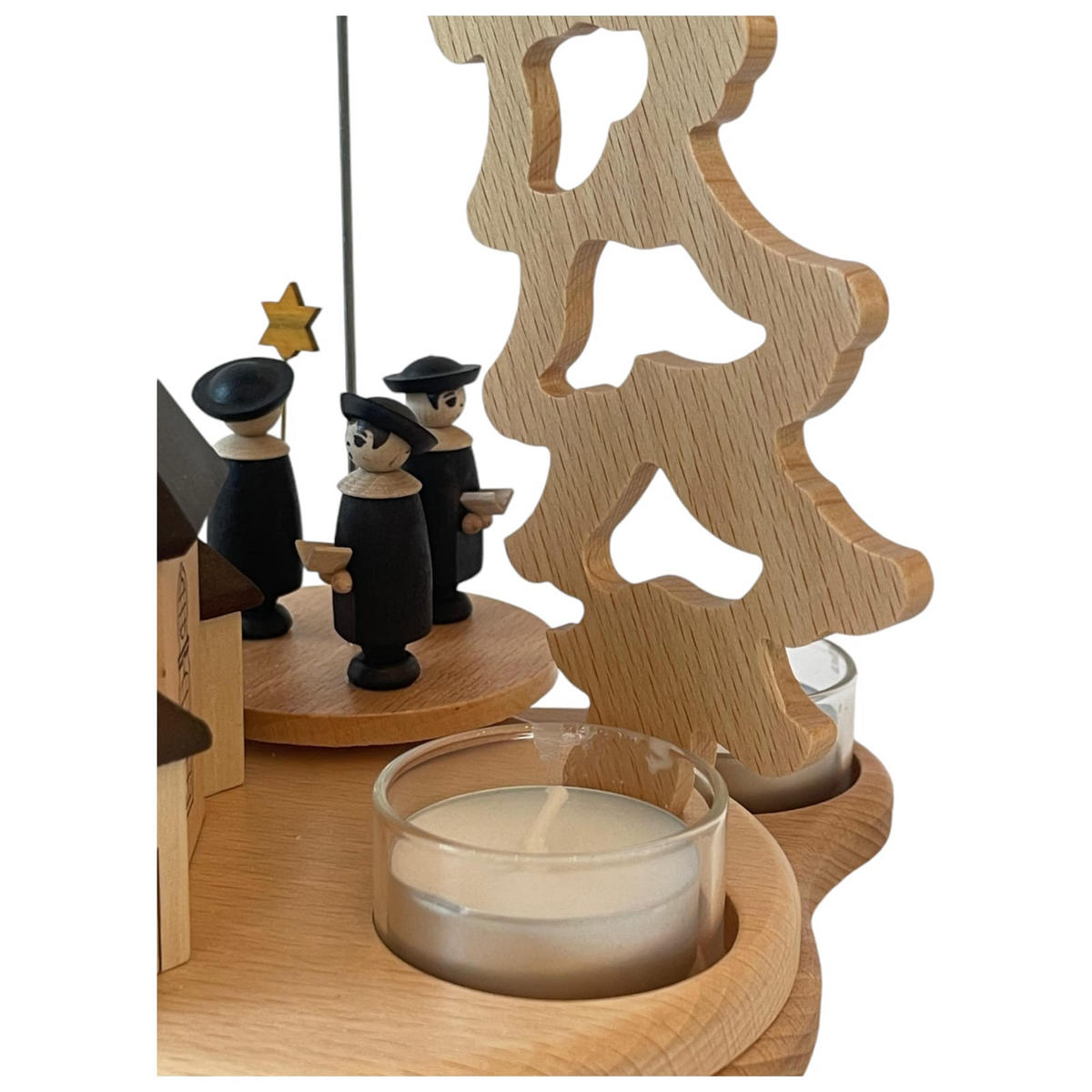 PYRAMIDE Pyramide Seiffner Kirche für 3 Teelichter 19/19/23 cm - Multicolor, Holz (19/23/19cm)